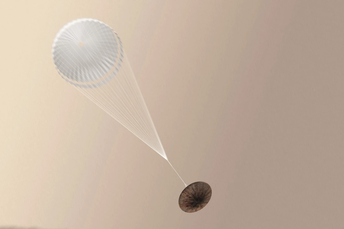 Schiaparelli with parachute deployed
