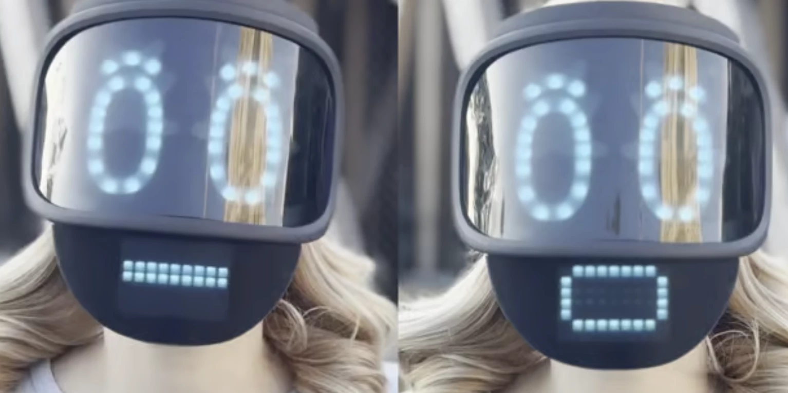 The mouth display moves as you speak, smile or frown