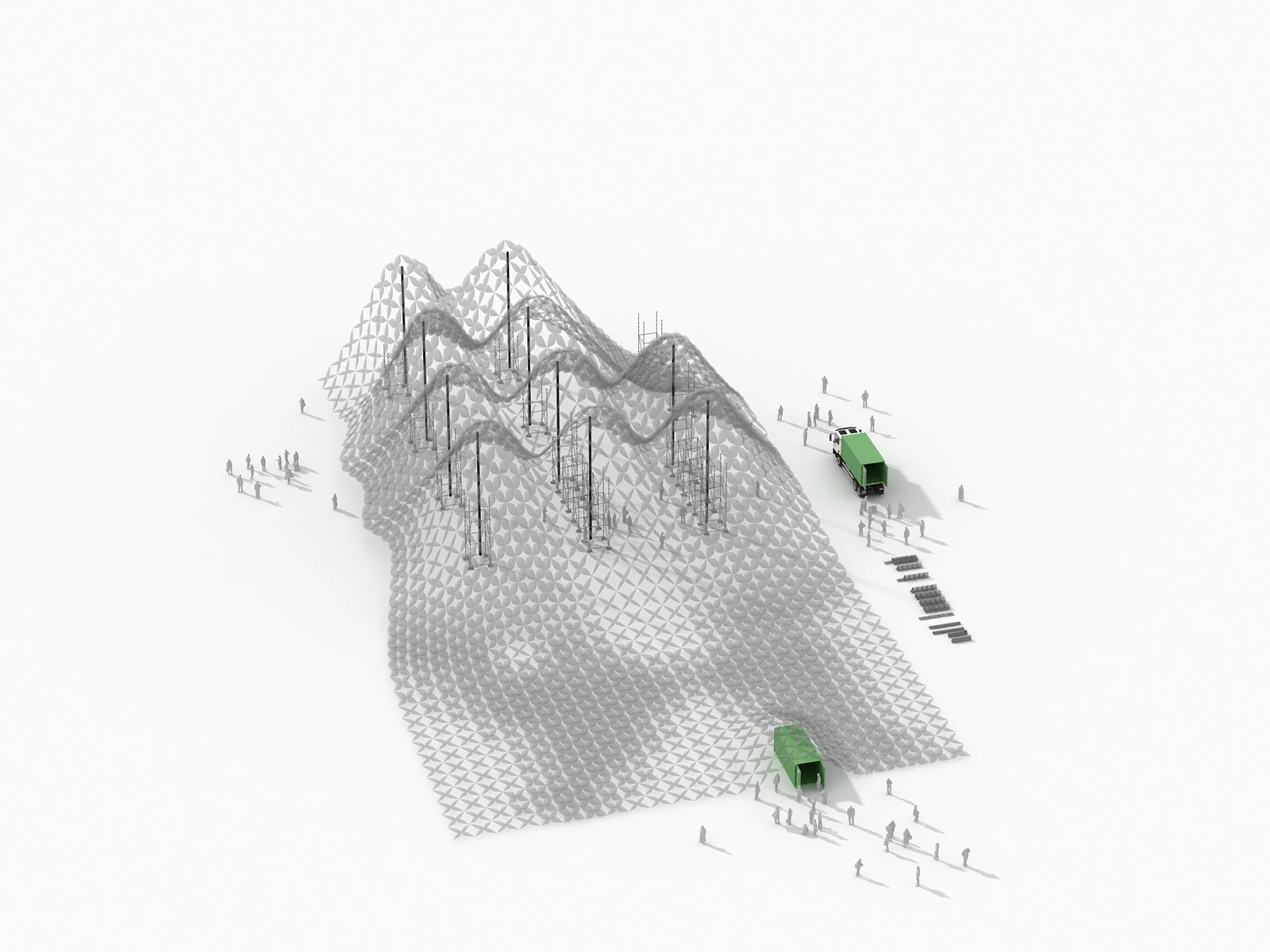 The Mobile Cultural Mobilizarte is a three-part inflatable portable pavilion