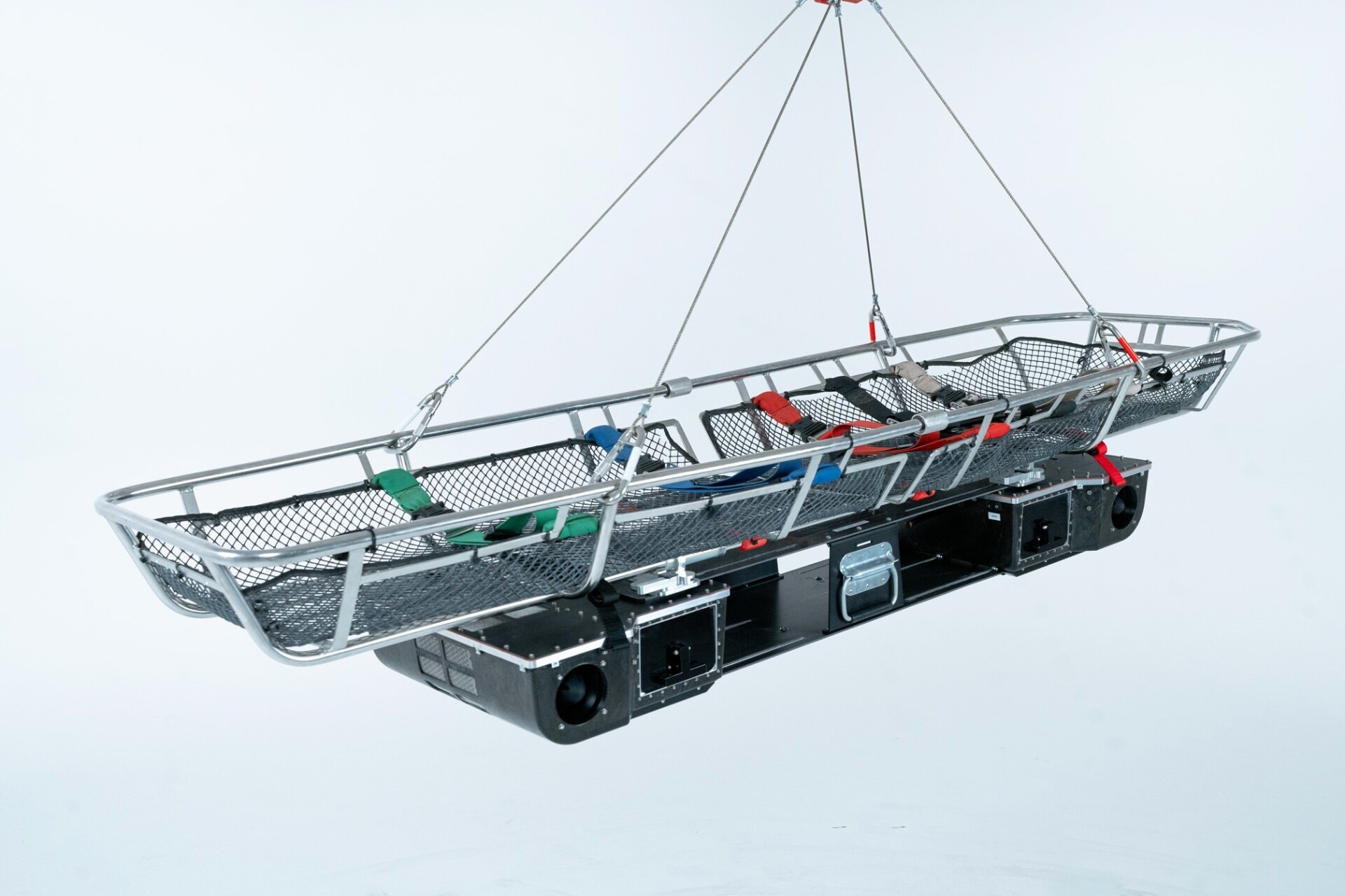 Vita Rescue System keeps medevac litters from spinning and swaying