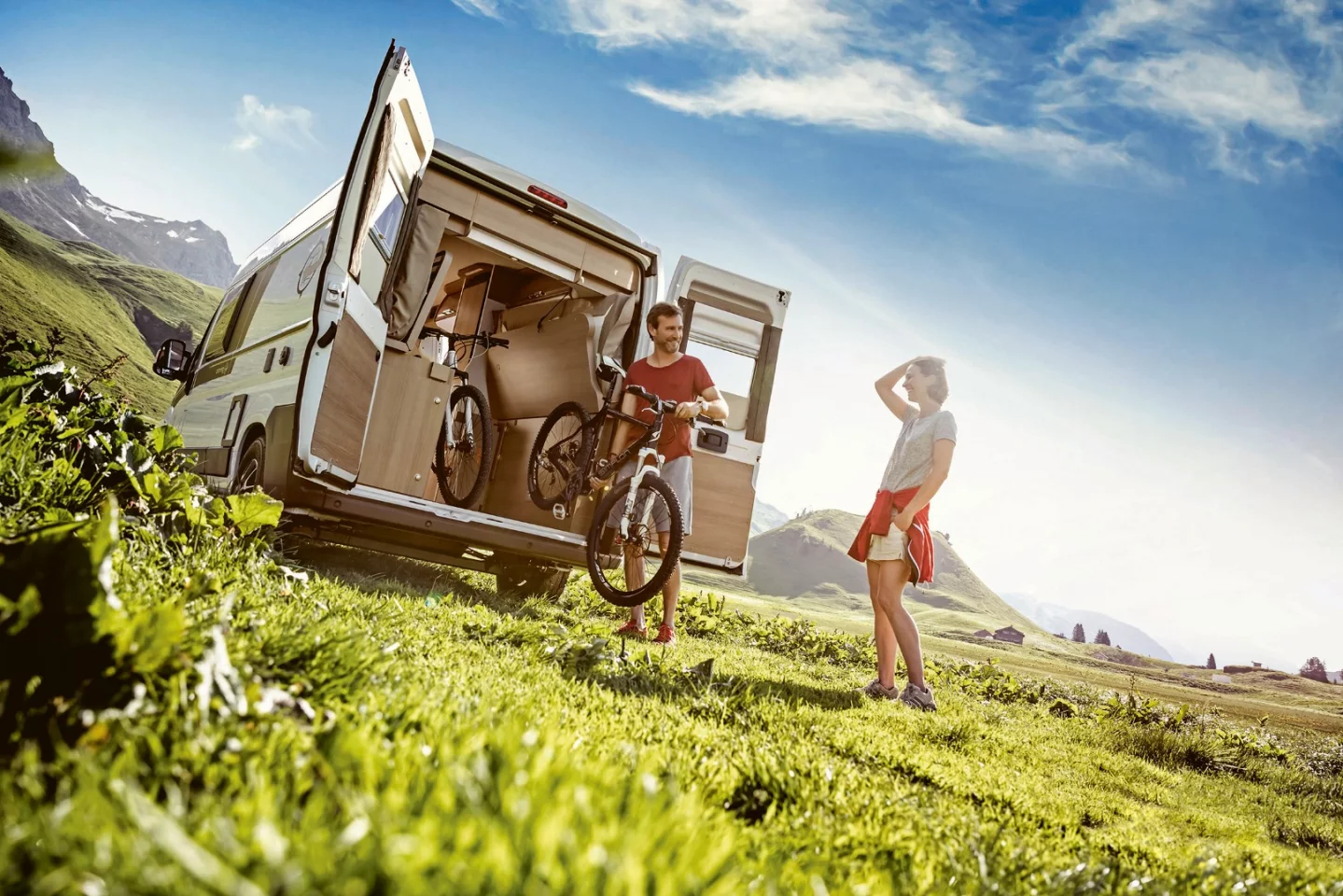 Like many European camper vans, the Charming GT uses a folding rear bed to carry bikes, boards and other large cargo to and from camp