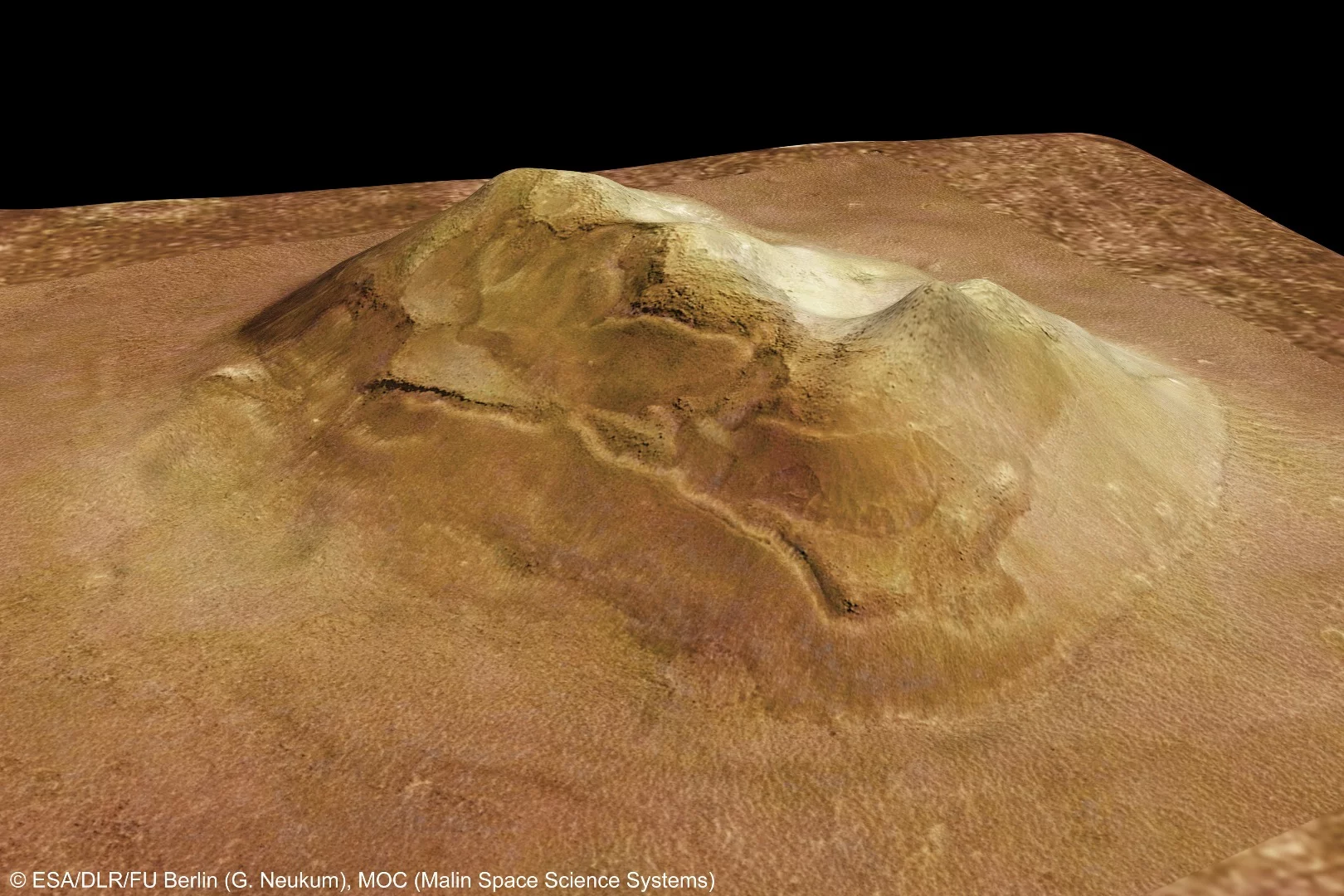 A perspective view showing the so-called 'Face on Mars' located in Cydonia region
