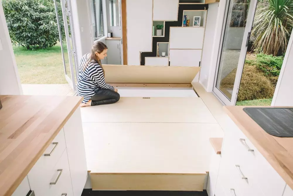 The Millennial Tiny House's underfloor storage