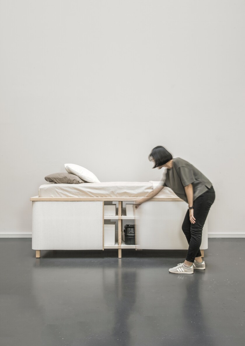 The Tiny Home Bed, by the University of Art and Design Lausanne’s Yesul Yang, has plenty of space for storage underneath