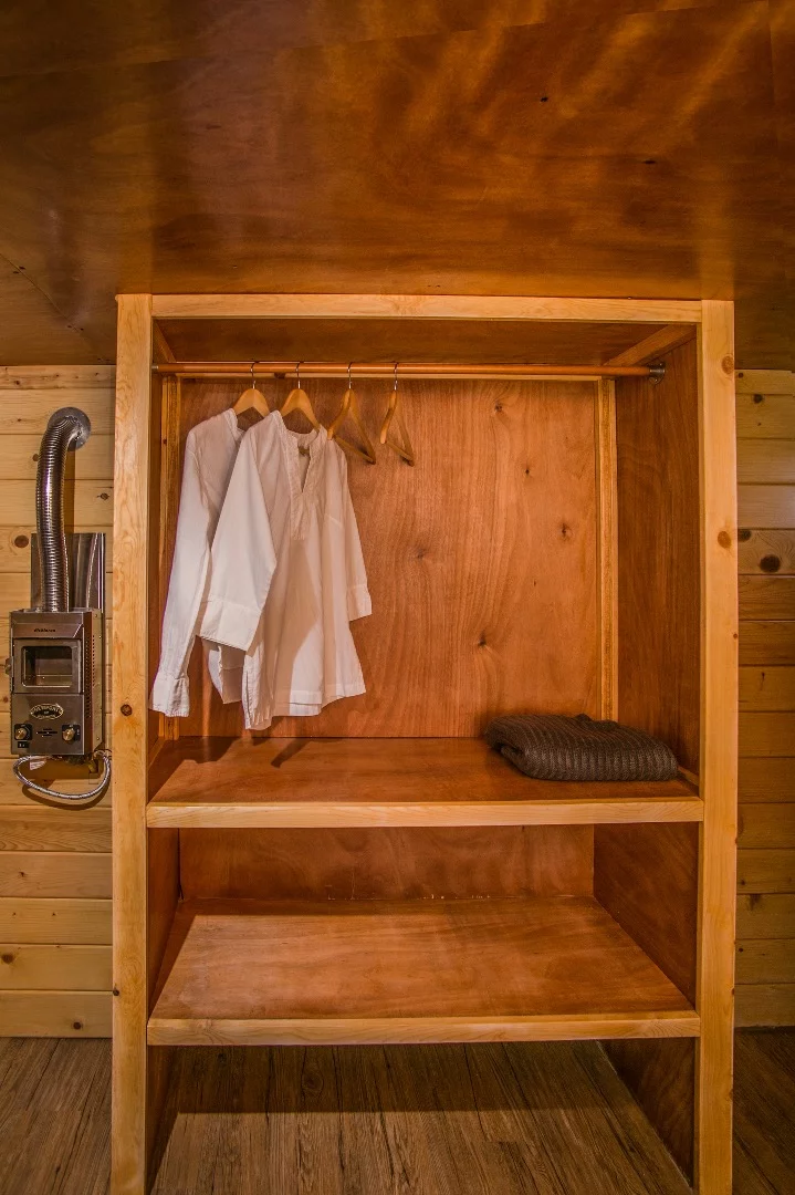 The example interior has plenty of storage space