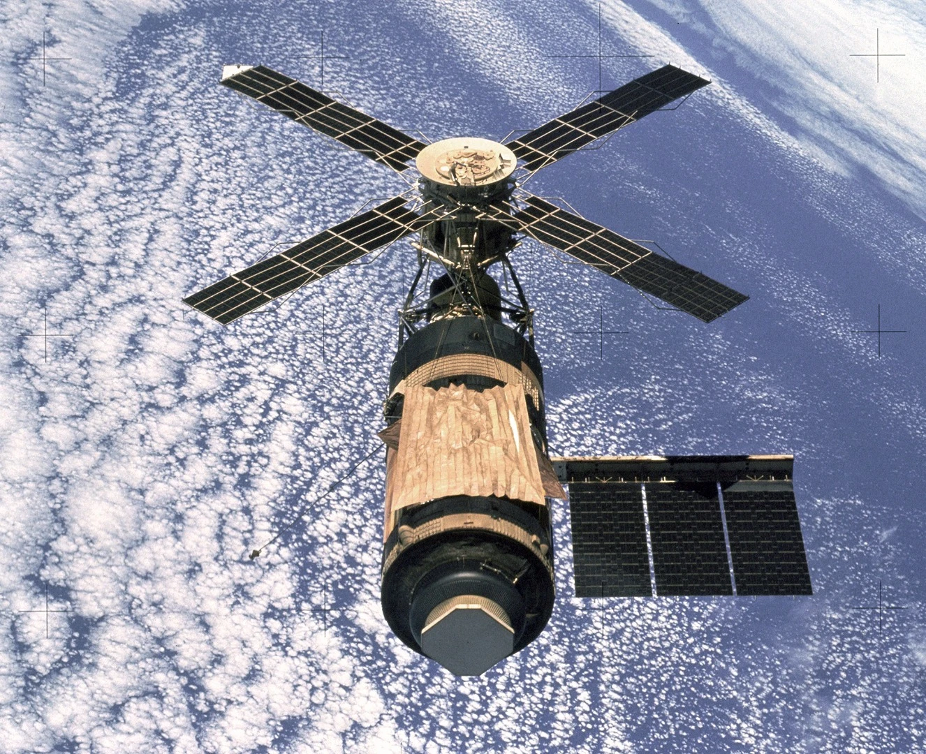 Skylab showing the second Mylar sun shield