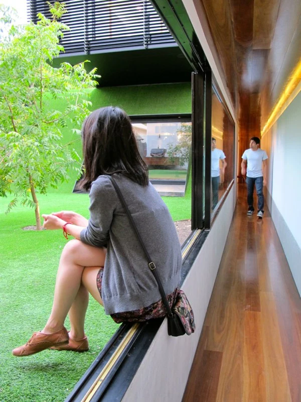 The passage seamlessly joins the old with the new, while creating a private internal garden space