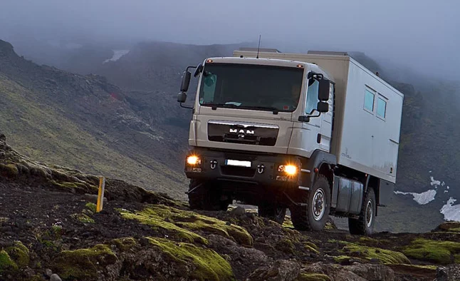 The Action Mobil PURE series travels and camps in remote parts of the world