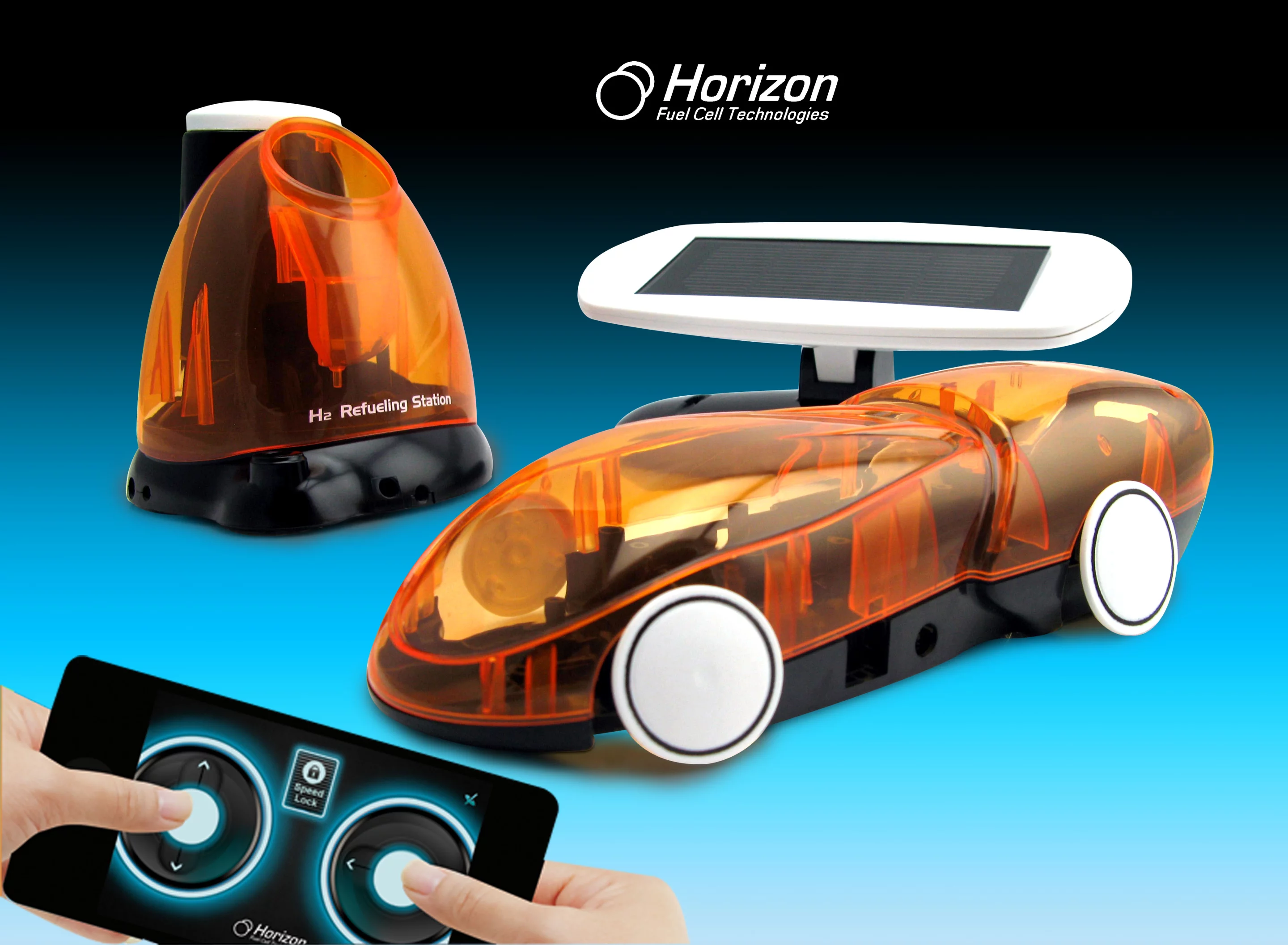 Horizon Fuel Cell Technologies' i-H2GO fuel cell-powered car, and its fueling station
