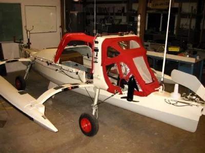 Microship with its retractable landing gear down