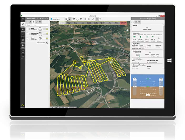 Routes are planned through the senseFly's accompanying flight-control software, eMotion 3