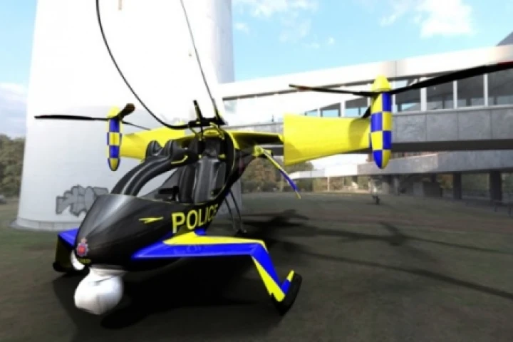 The falx hybrid-electric tilt-rotor concept in police trim.
