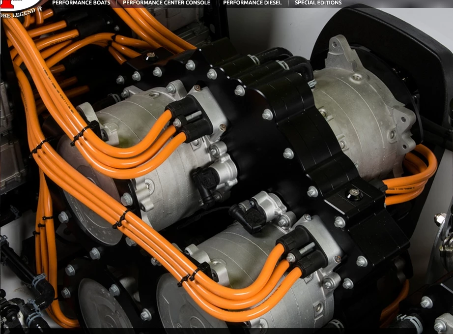 Closeup of the AMCGR Electric Top Gun's six-electric motor cluster