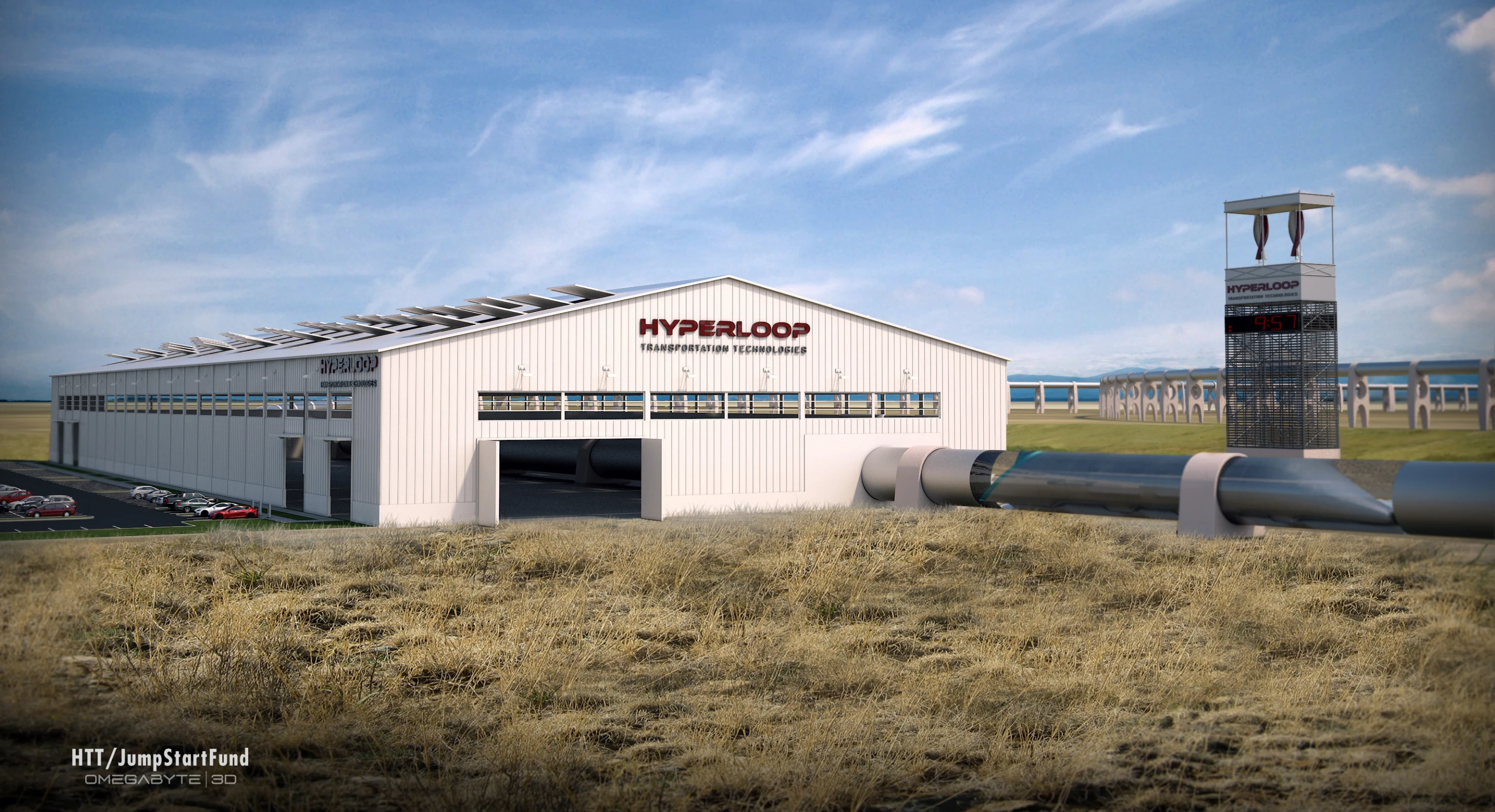 Concept rendering of a Hyperloop station at Quay Valley (Image: Hyperloop Transportation Technologies)