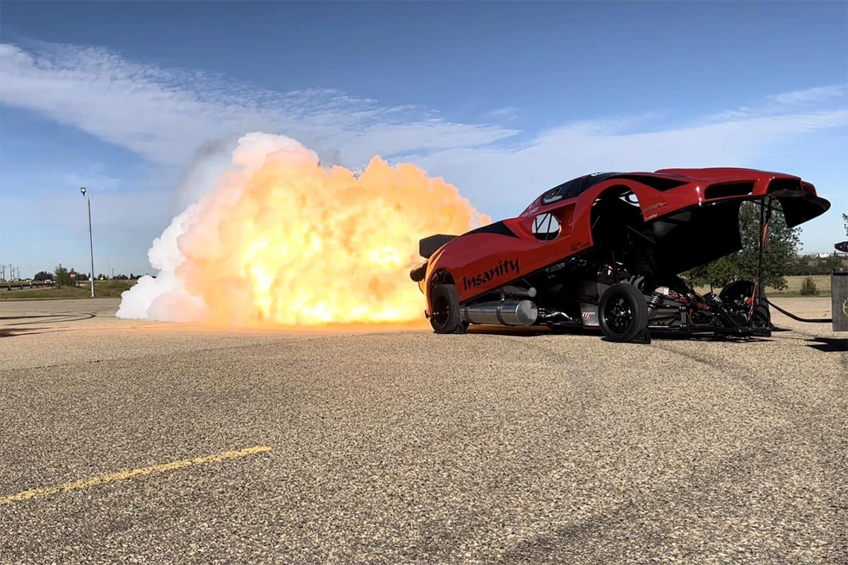 Will the home-built Insanity jet-powered dragster hit 400 mph?