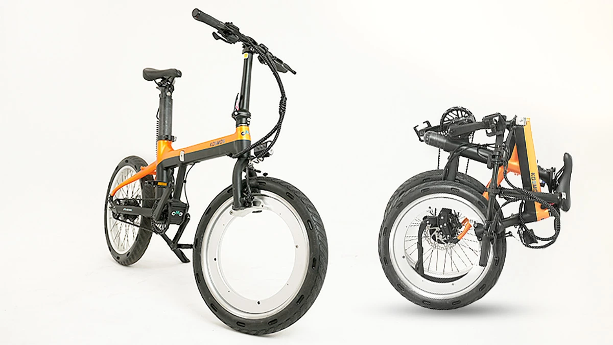 The Kosmos F5 weighs about 48 lb, and can fold in half in about 10 seconds