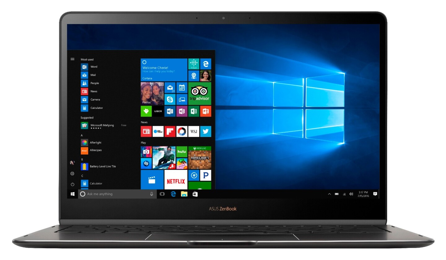 The ErgoLift hinge of the ZenBook Flip S lifts and tilts the keyboard for more comfortable typing when the screen is flipped more than 135 degrees