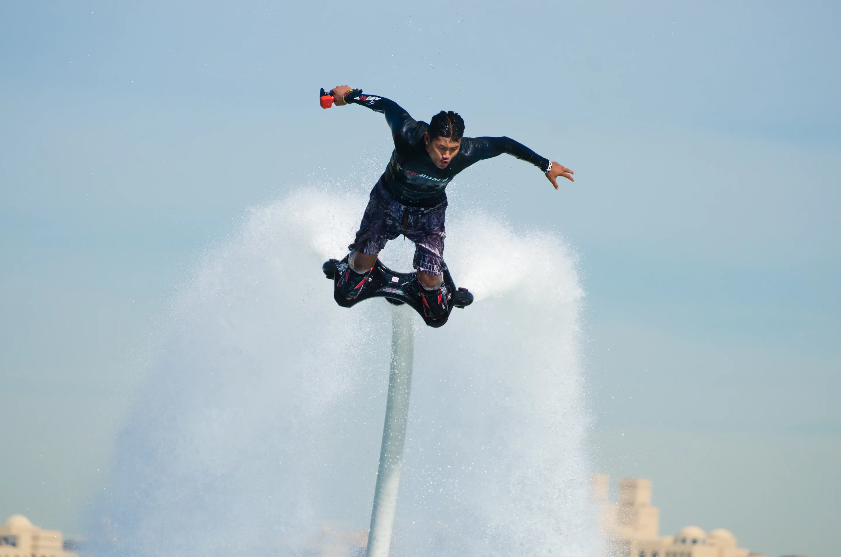 Thailand's Suksan Tongthai took the world title again at the 2014 Flyboard World Cup held in Dubai, December, 2014, backing up the 2013 title he won in Qatar (Photo: Liam McKenna)