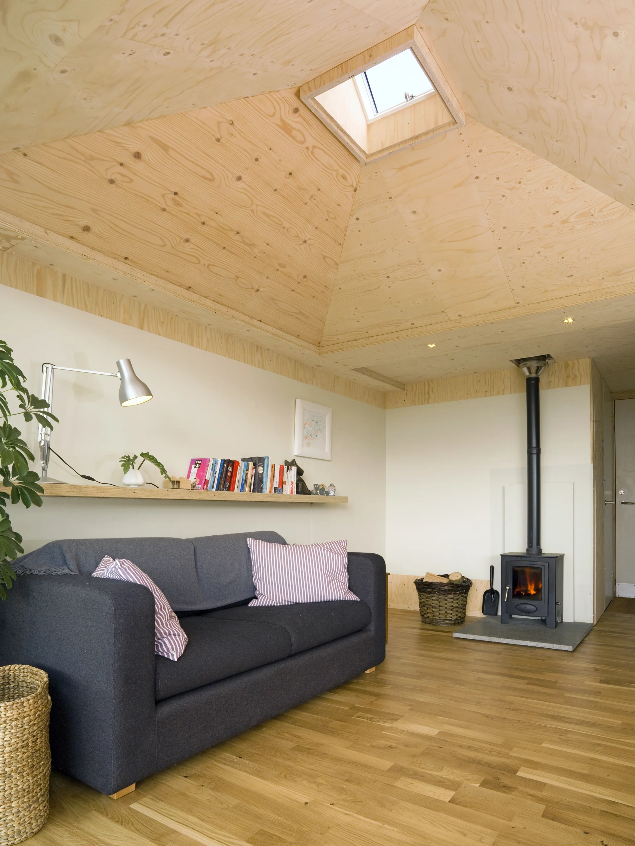 The log burner can also be outfitted with a back-burner and thermal store for hot water (Photo: Echo)