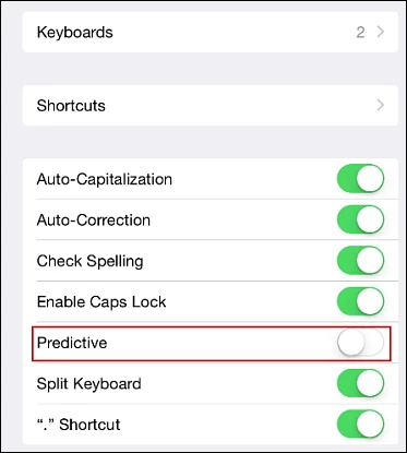 Turn off Predictive text in iOS 8