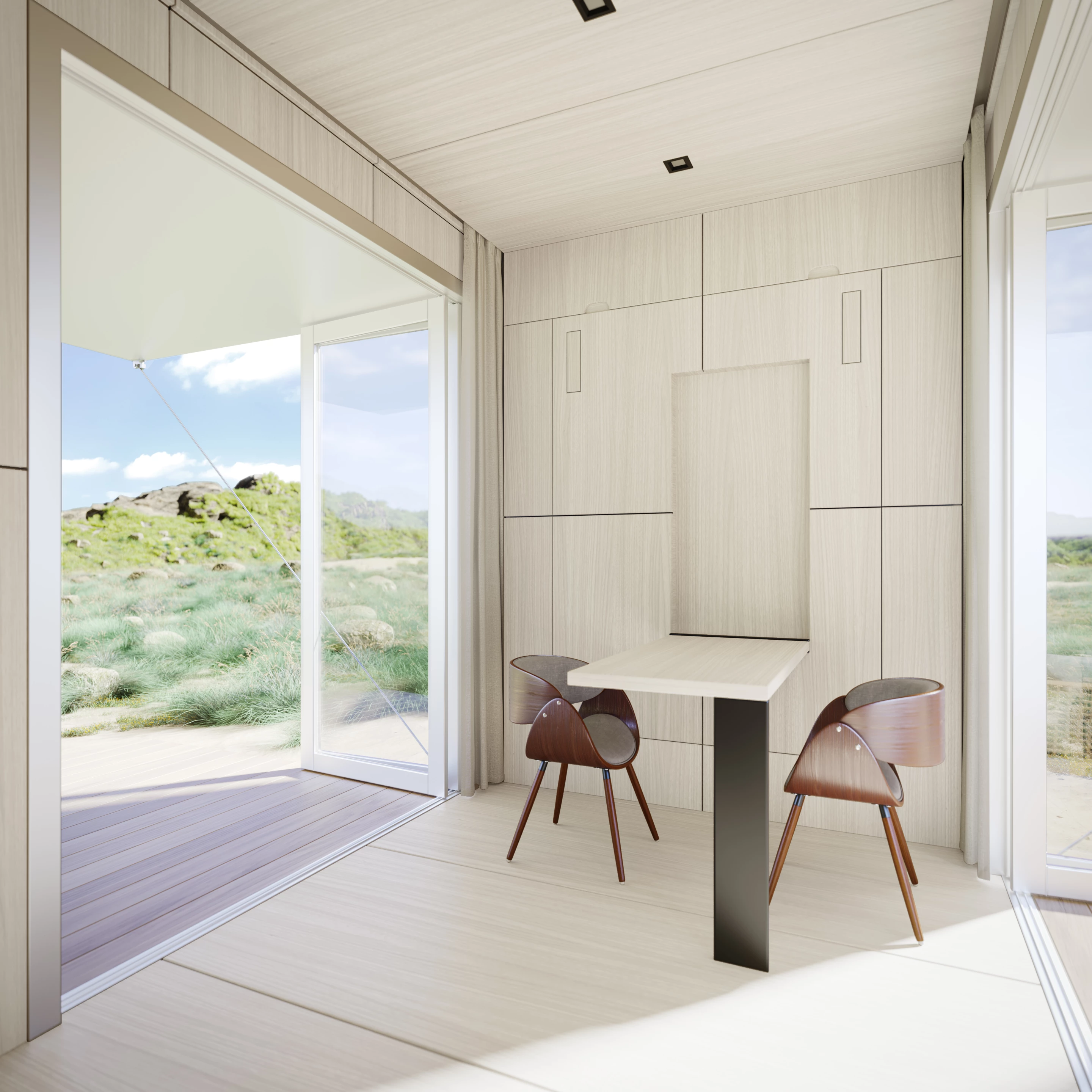 Buhaus is a 160 square feet (14.86 sqm) high-end housing solution with space-saving furnishings