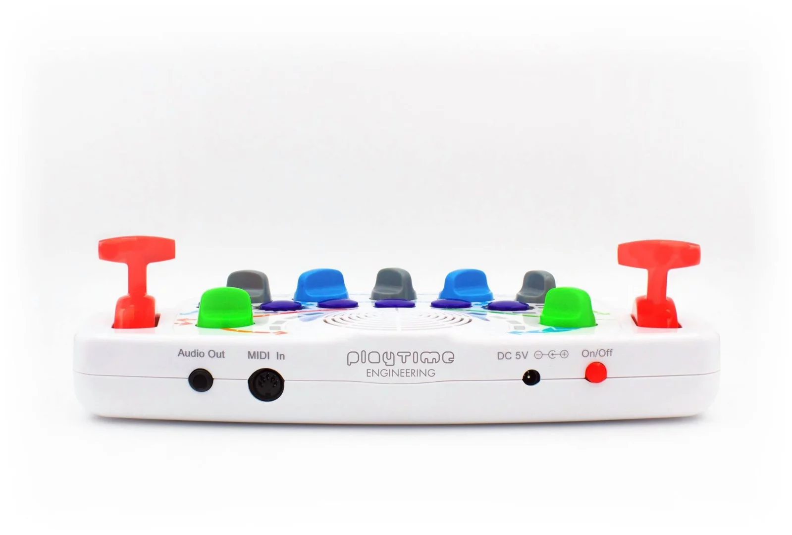 The Blipblox can run on batteries and has its own speaker, but can be AC-powered, be connected to MIDI hardware and cabled to an external speaker or headphones