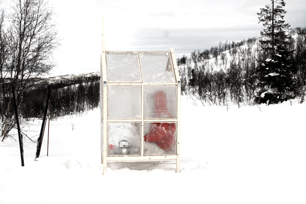 Unavailability is an achingly simple piece of design, functioning as a folding fishing hut with walls of ice