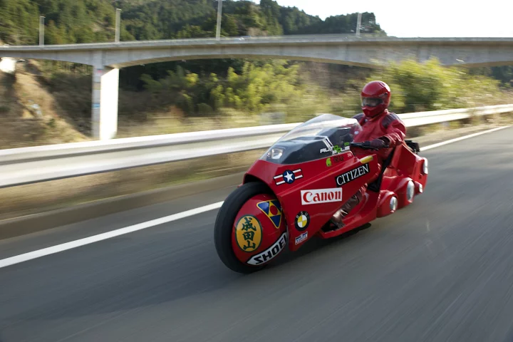 A movie-accurate replica of the motorcycle from the classic film Akira recently toured Japan to raise money for charity