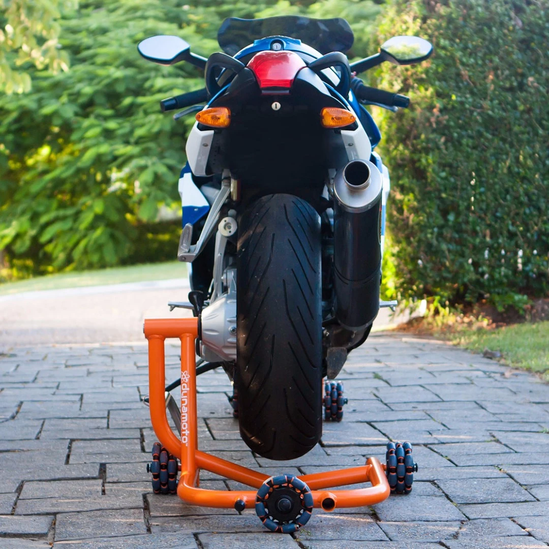 Dynamoto motorcycle stand: single sided swingarm version