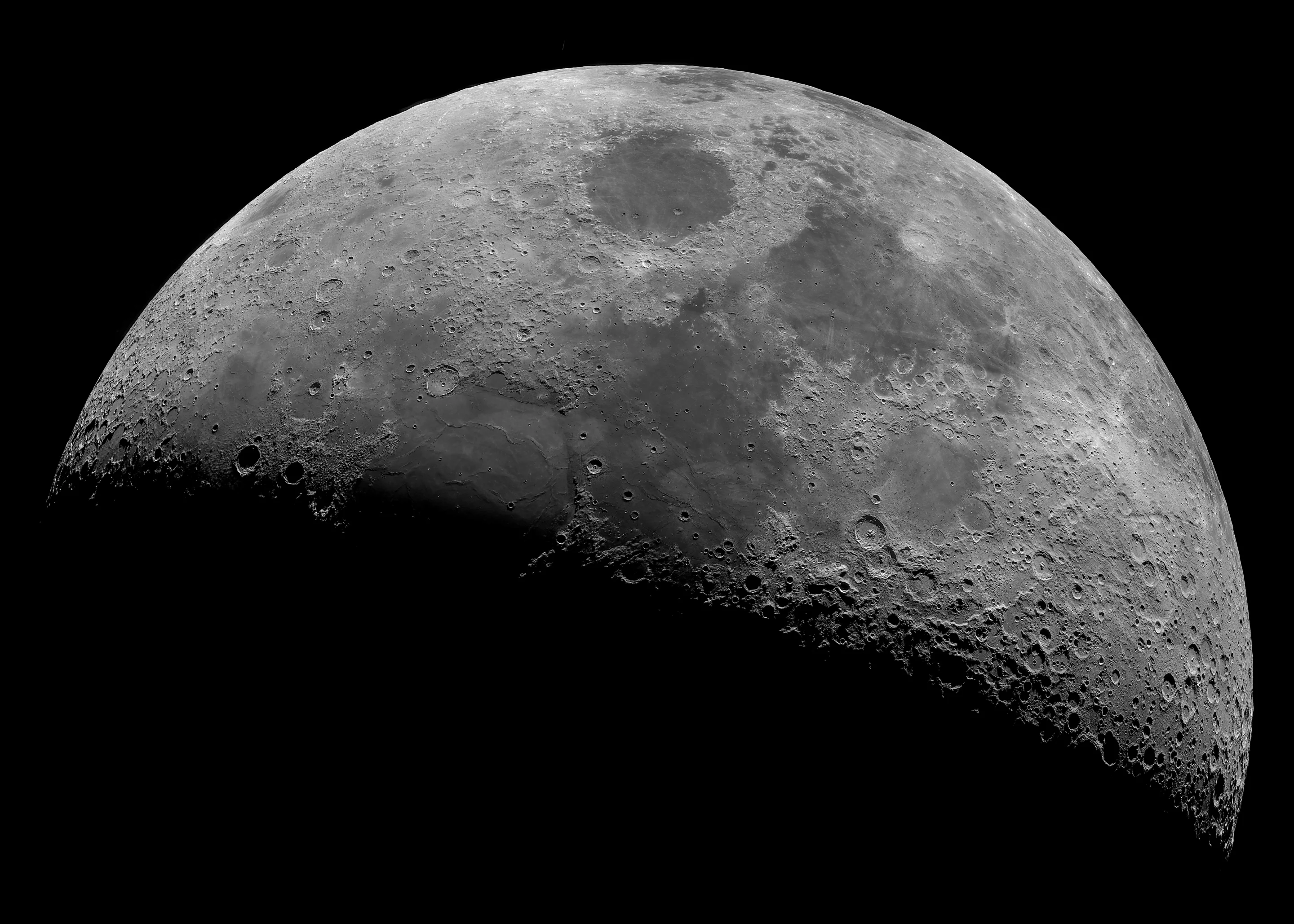 Runner Up - Moon. Big Mosaic. Porto Mantovano, Lombardy, Italy. Newton GSO 300 mm F5 telescope, ZWO ASI178MM camera, Celestron Ultima 2x lens, 32 frames of varying exposure