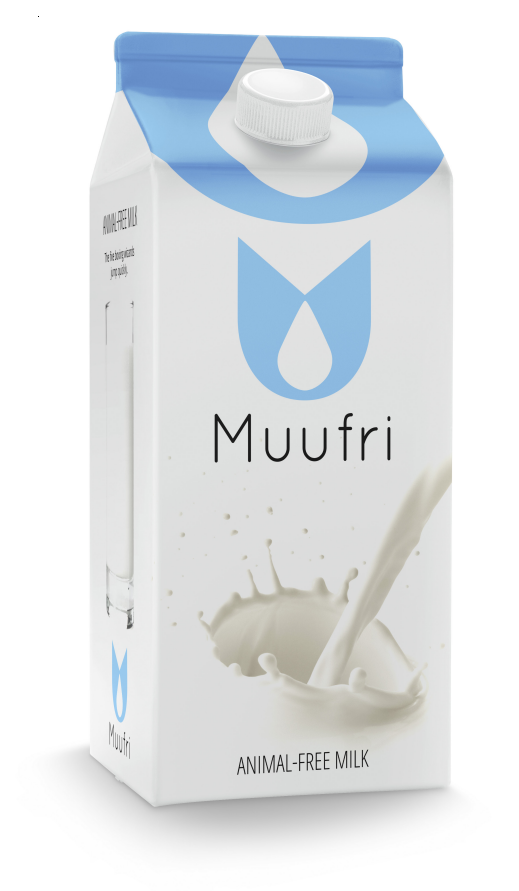 Mock-up of a Muufri synthetic milk carton - the company is aiming for a marketable product by summer of 2015