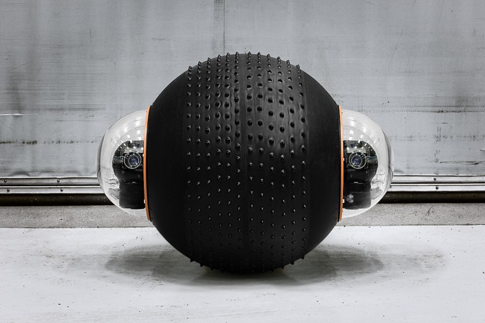 GroundBot is virtually inaudible and comes with knobby tire treads for all-terrain operation, or without them for use on paved surfaces