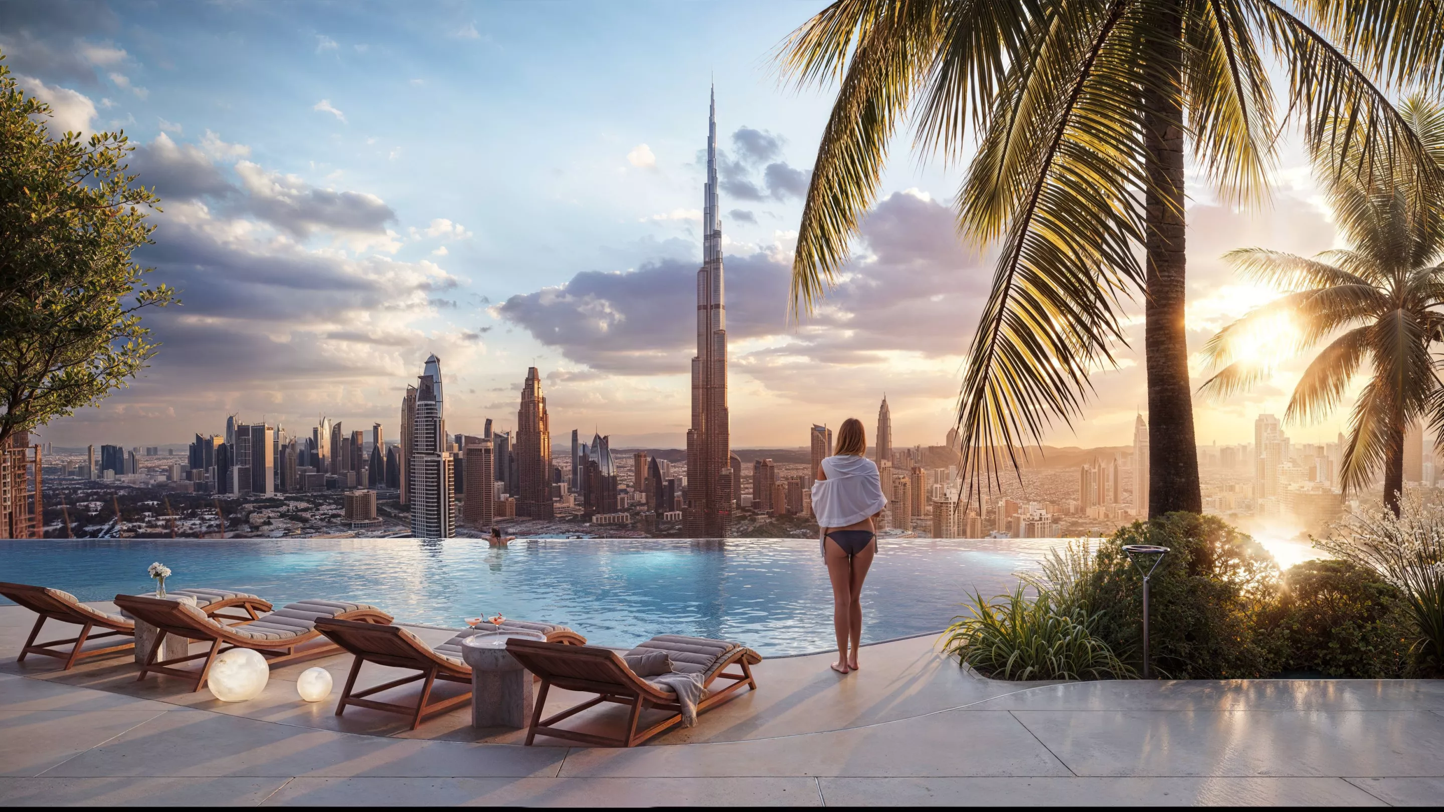 The Tiger Sky Tower will include the world's highest infinity pool, with views of the world's tallest building in the distance, the Burj Khalifa