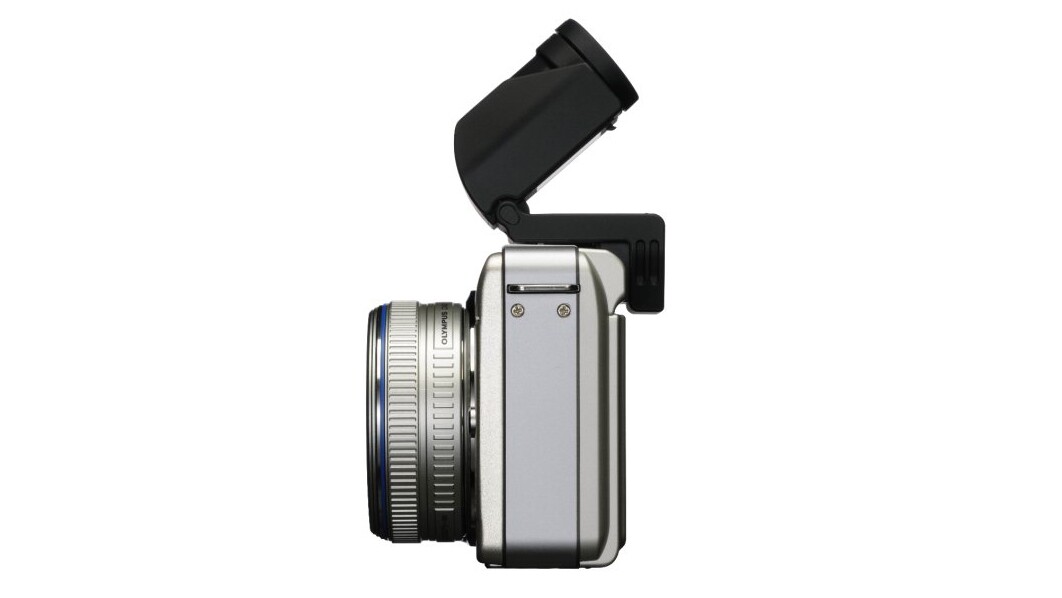 The Olympus E-PL1 can accept the optional VF-2 viewfinder