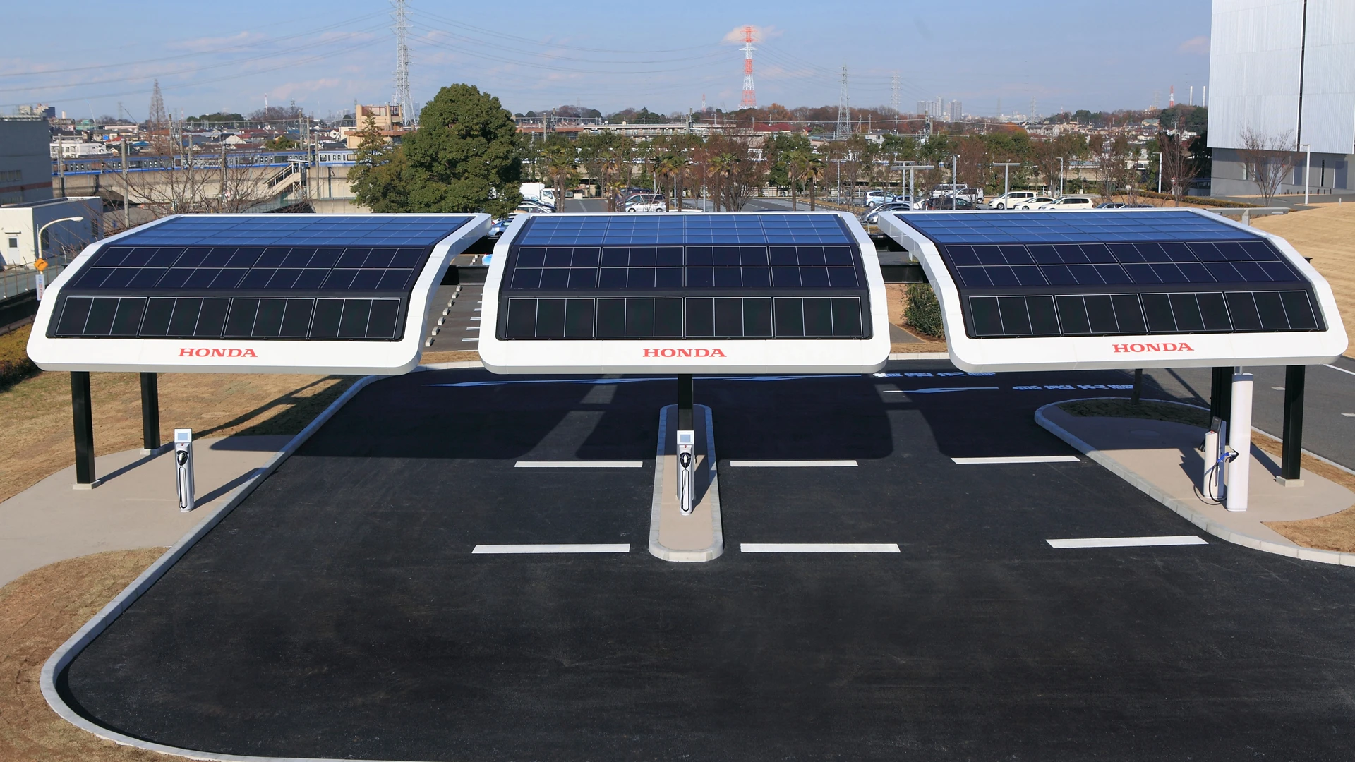 The solar-powered public EV charging station