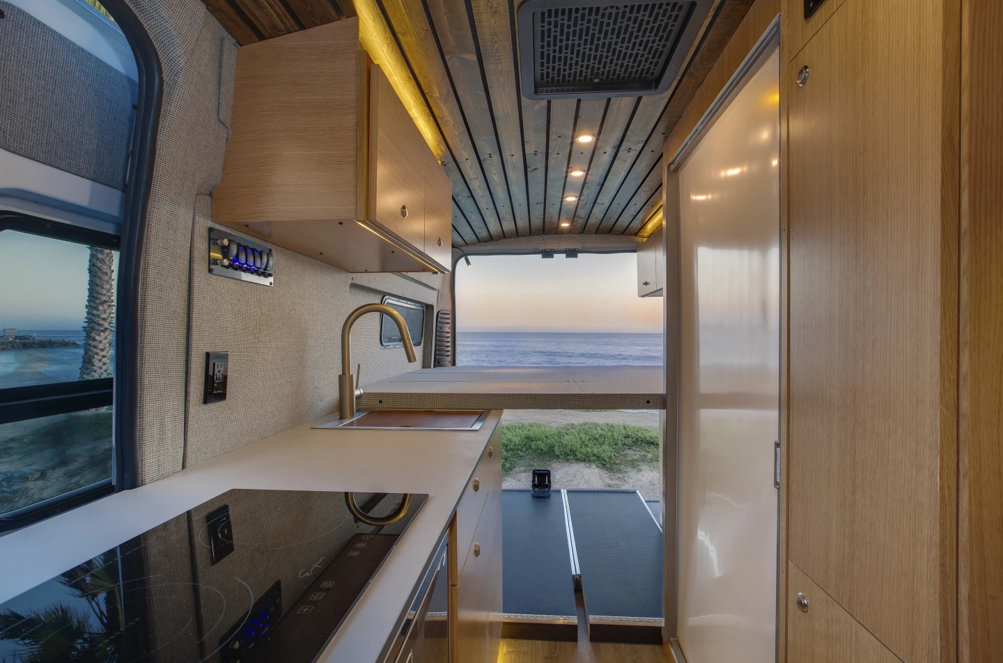 The Vanacea's large motive battery pack also powers onboard equipment like the induction cooktop, on-demand water heater and lighting