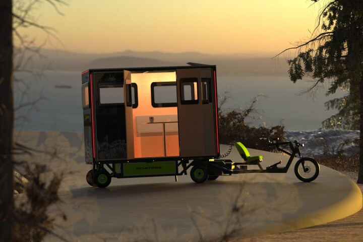 A new breed of all-electric RV, the Grounded T1 is a tractor-trailer micro-camper with electric trike at the helm