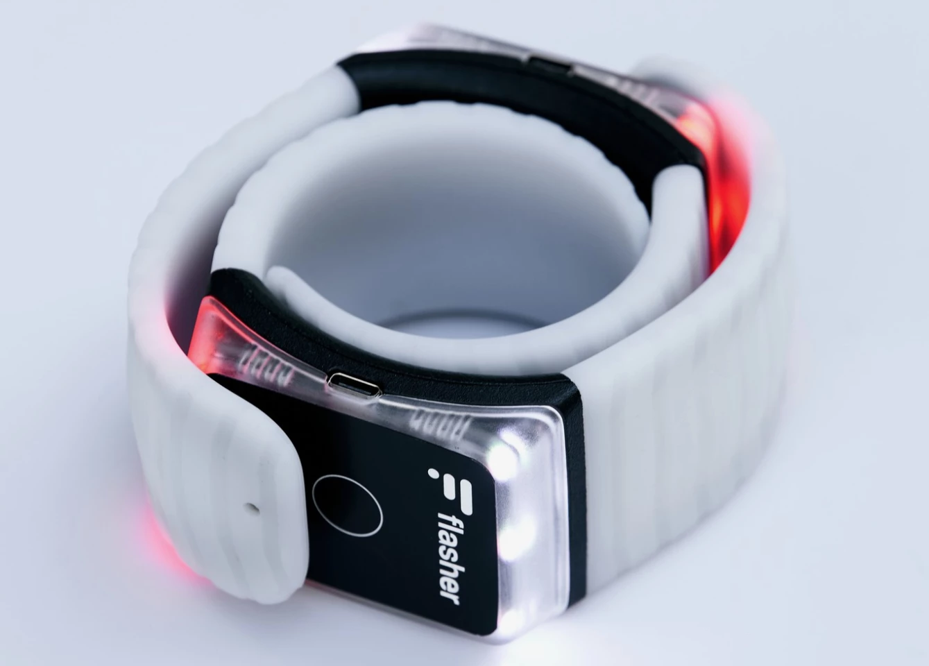 The Flasher armbands can be nested within one another when not in use