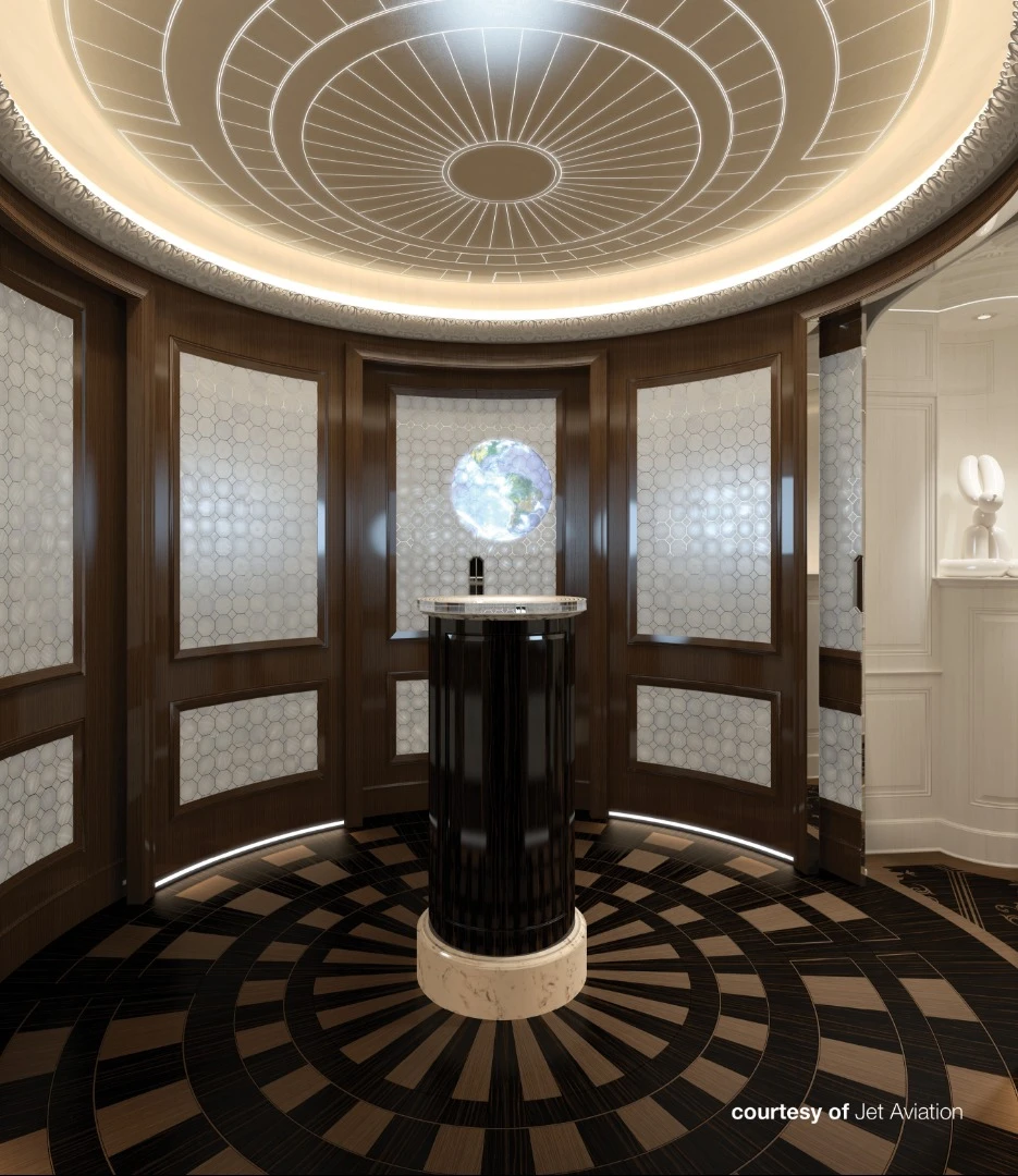 A BBJ 77X interior concept by Jet Aviation that was commissioned by Boeing