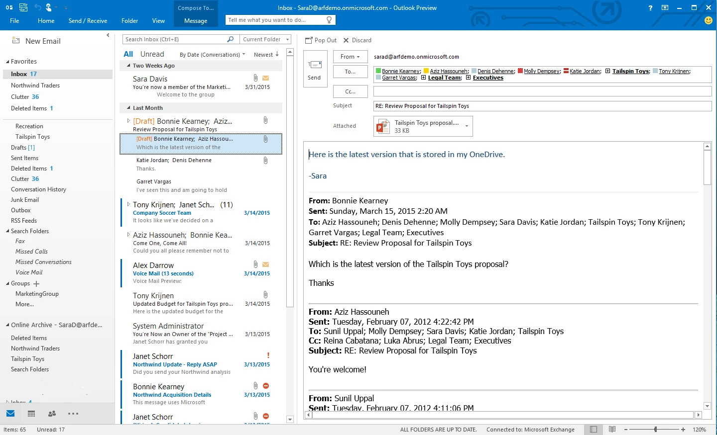 Outlook 2016 in the just-released Office 2016 Preview