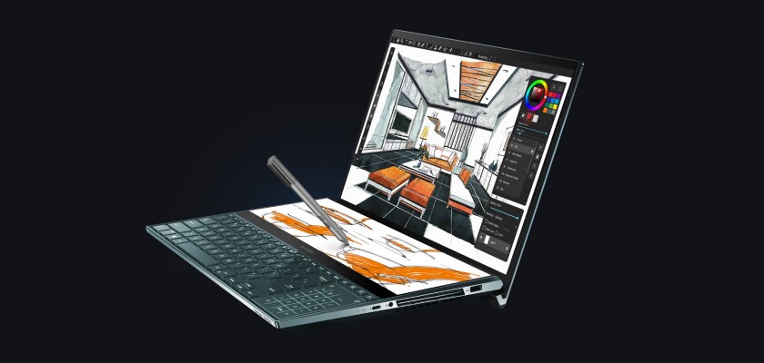 The ScreenPad Plus allows creatives to zoom in on part of an image for touch ups, while displaying the full image on the main screen