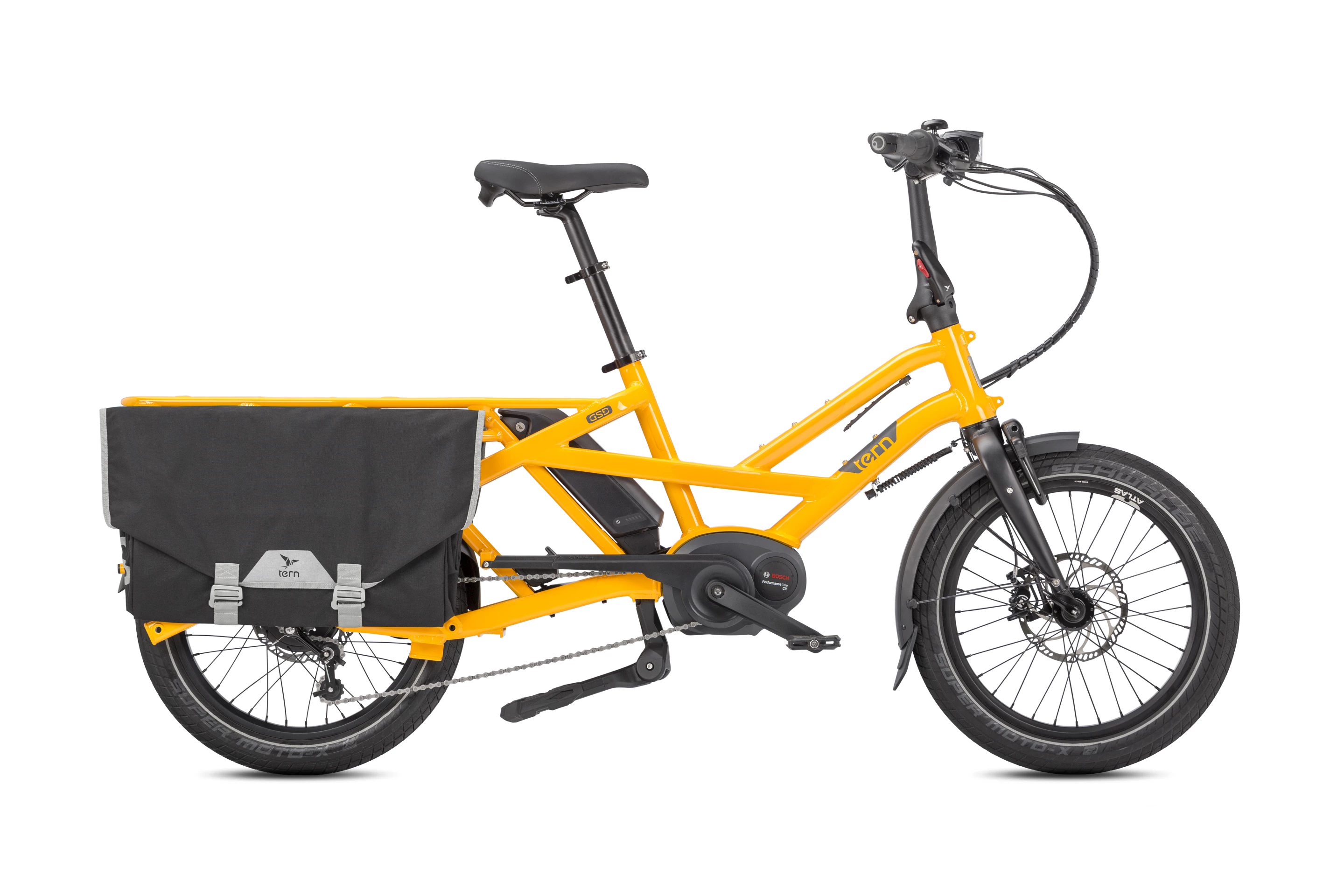 The Tern GSD can be equipped with various bags, baskets and modules and will now be partnering up with the Carla Cargo trailer