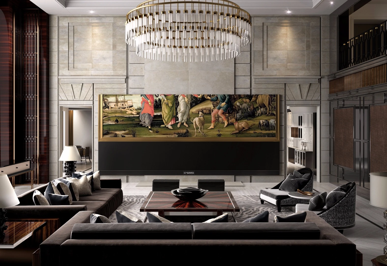 The C Seed 262 UHD TV comes with a motorized custom fabric cover that folds away at a push of a button