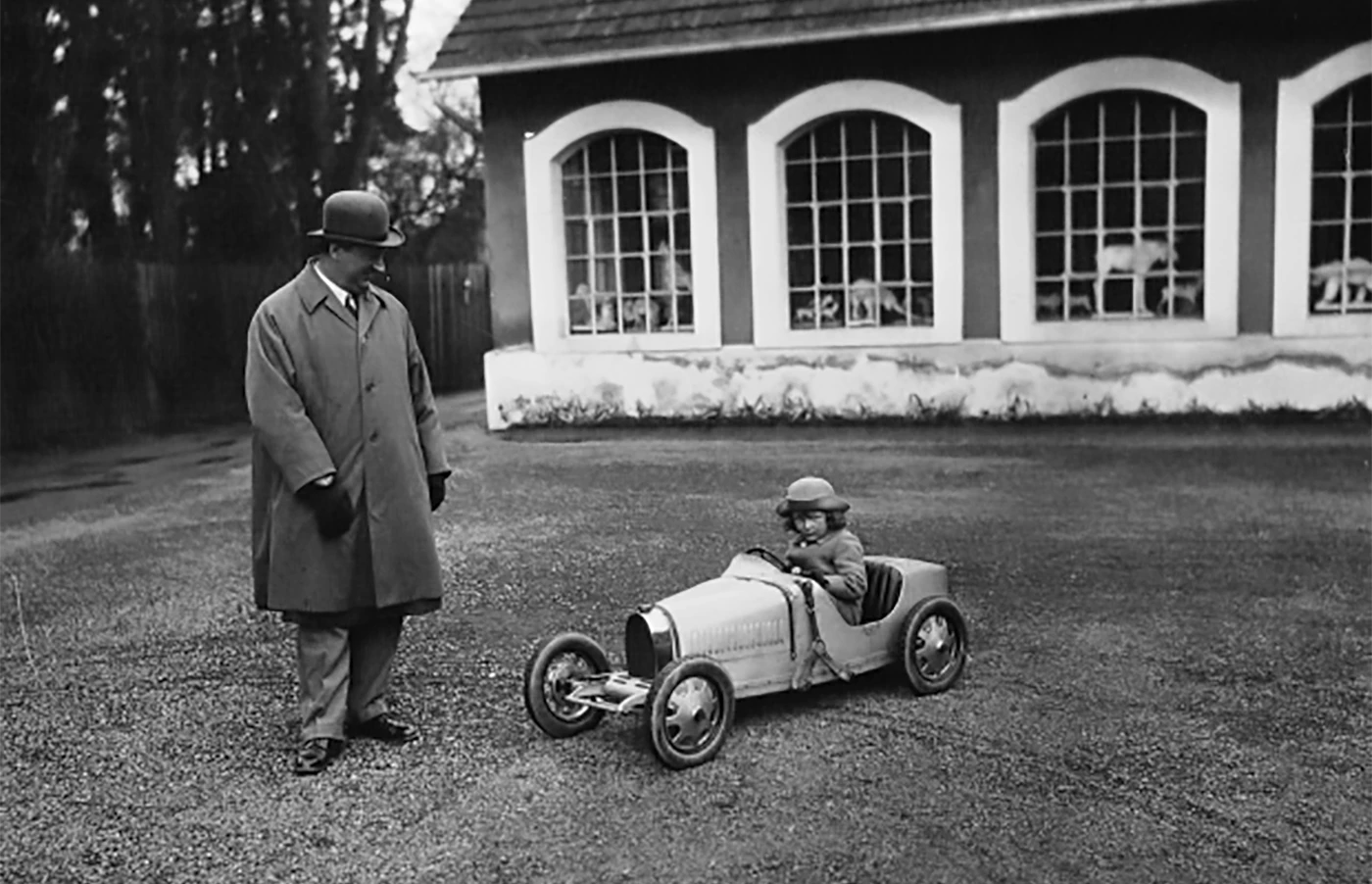 Ettore Bugatti designed and built a replica of his all-conquering T35 racing car for his second son Roland in 1926 for his fourth birthday. The response to the tiny electric vehicle at the company headquarters in Molsheim was so overwhelmingly positive that the decision was made to sell the car to the public, with the Bugatti Bebe debuting at the 1927 Milan Automobile Show. Around 500 copies were produced between 1927 and 1937 and 100 remain intact in the hands of private owners and museums. Two are exhibited permanently at the Cité de l'Automobile — Musée National — Collection Schlumpf in Mulhouse, France. Full story