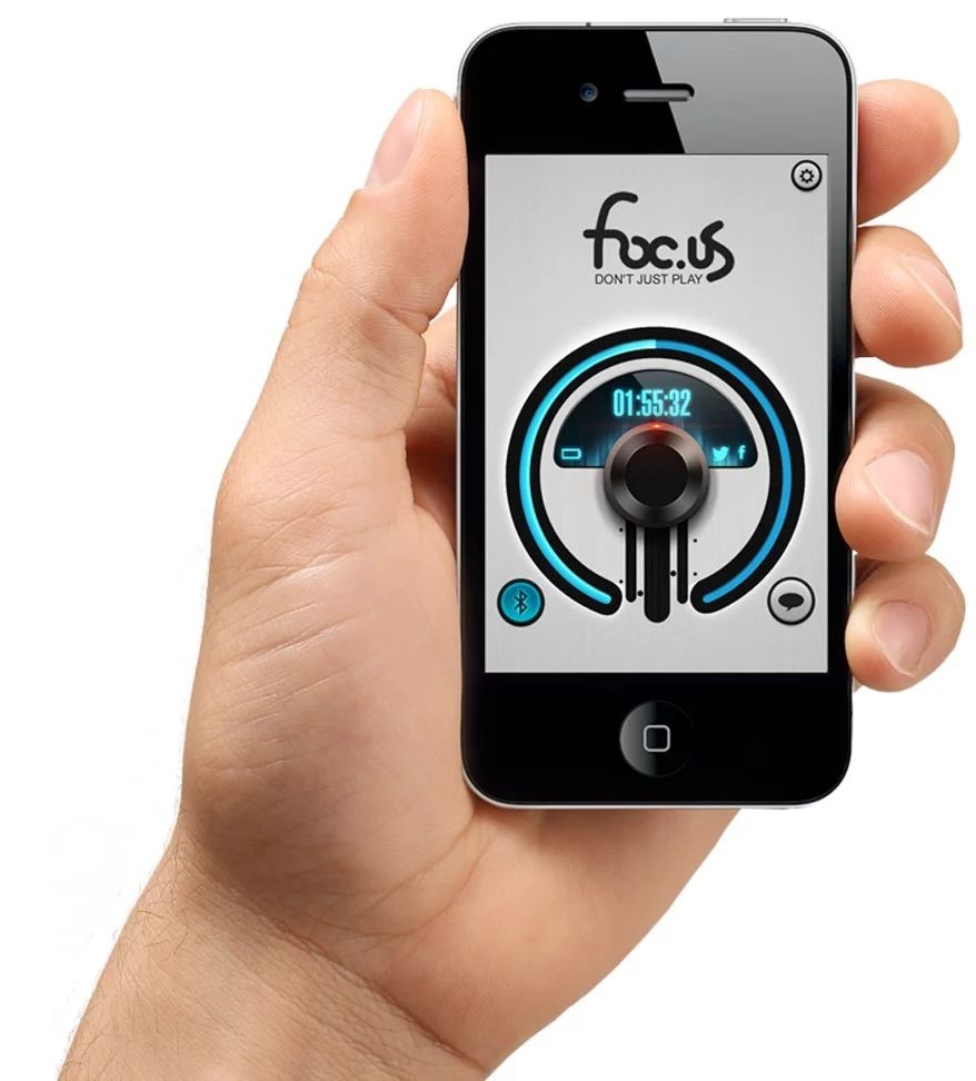 Users control the amount and duration of the charge through an iOS app, which connects to the headset via Bluetooth