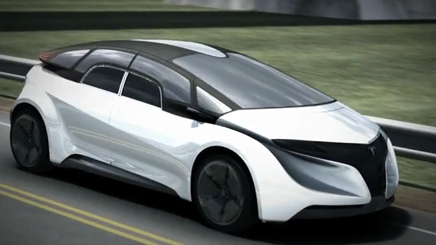 A 3D rendering of the Tesla IED Eye concept car