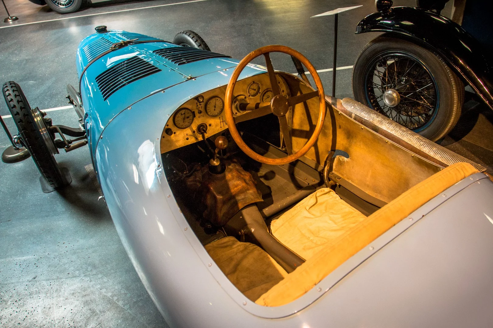 1924 Bucciali Type B6: destroyed in a crash in the Spanish Grand Prix of 1927 after three years of racing, this Buc was painstakingly and precisely restored by collector Uwe Hucke over a period of 13 years to become the only original B6-C24 in existence. That gearshift pattern was likely written on the dash in 1999, when this beauty was driven at the historic hill climb in Gallion.