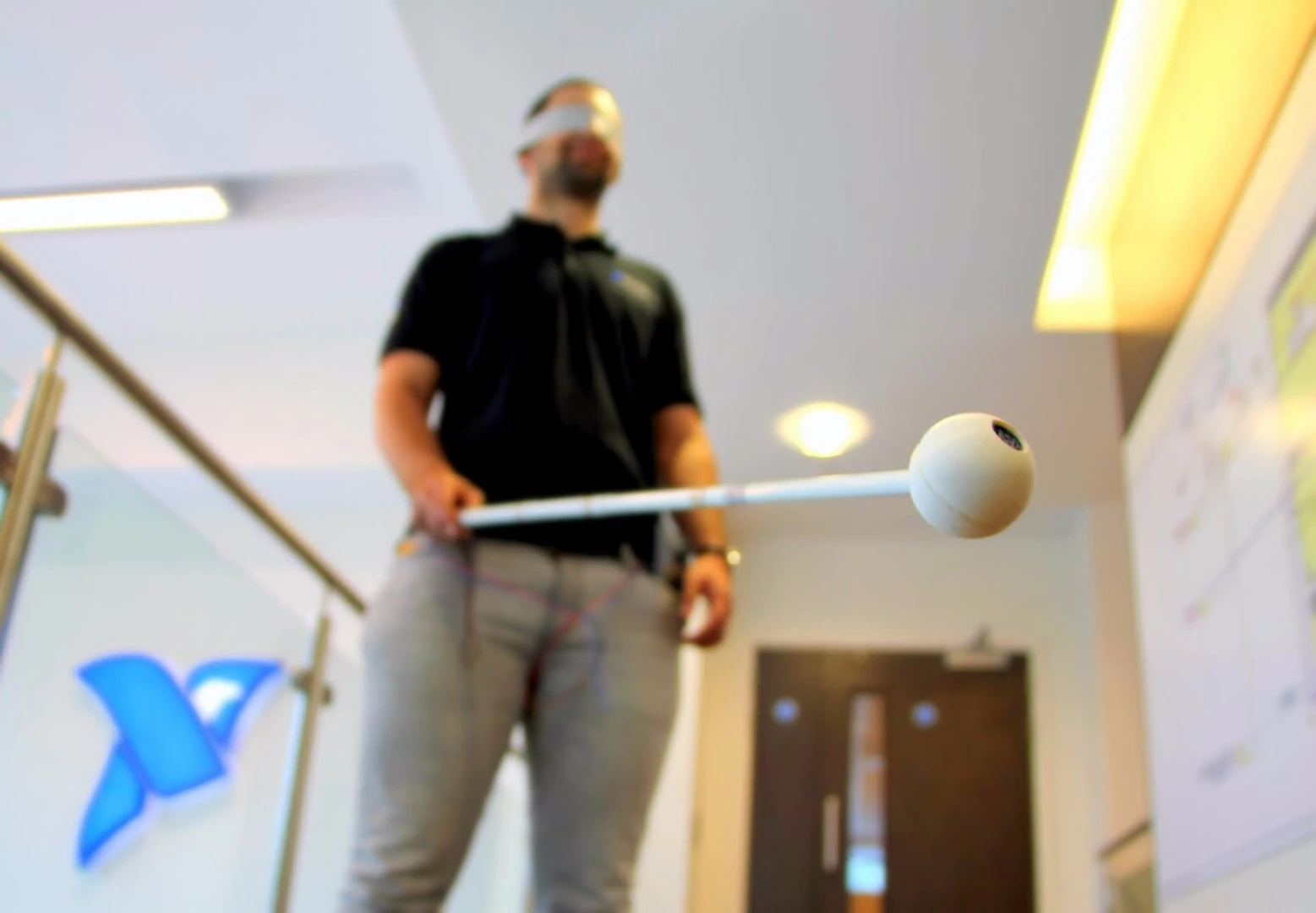The cane uses parking sensor tech to help the user avoid obstacles
