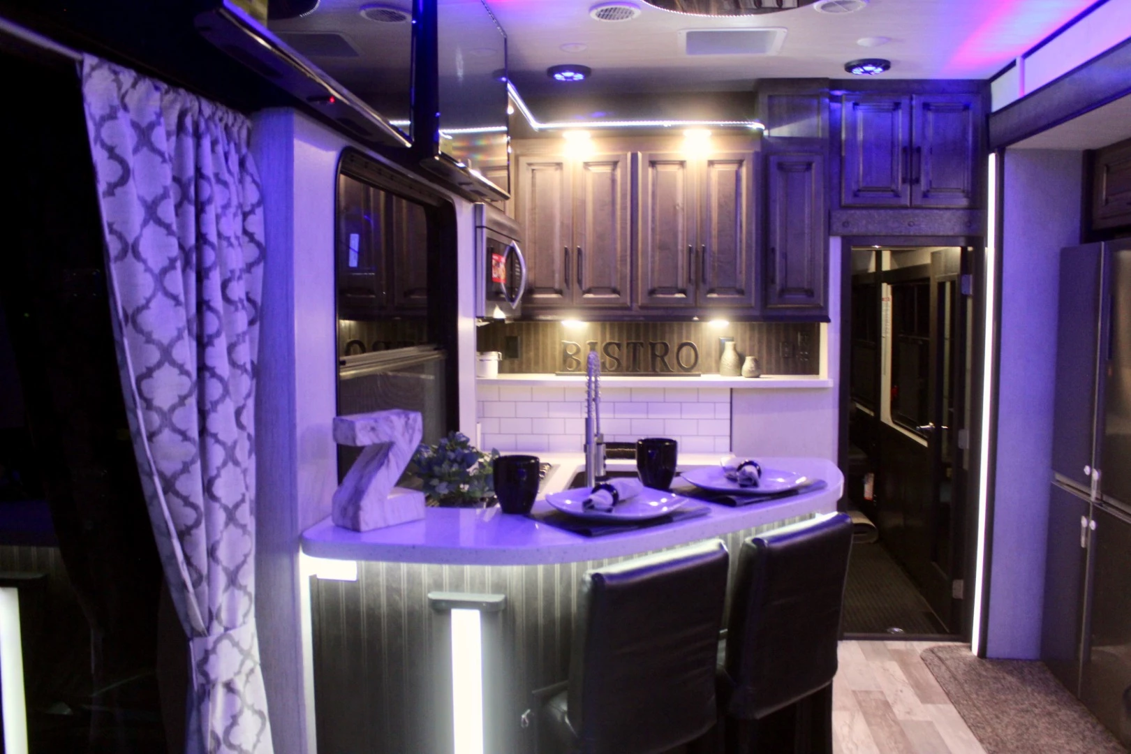A look at the little cocktail bar and kitchen