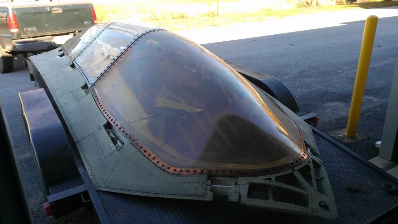 The cockpit canopy reportedly made for the failed A-12 Avenger II attack aircraft, which is now for sale on eBay (Photo: Seth Kettleman)